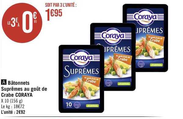 bâtonnets suprêmes au goût de crabe coraya