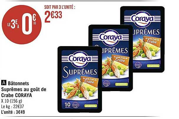 bâtonnets suprêmes au goût de crabe coraya