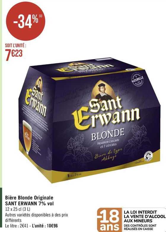 bière blonde originale sant erwann 7% vol