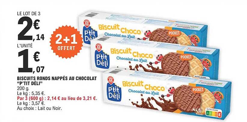 Biscuits Ronds Nappés Au Chocolat "p'tit Déli"