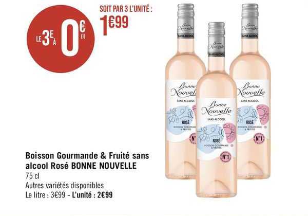 boisson gourmande & fruité sans alcool rosé bonne nouvelle