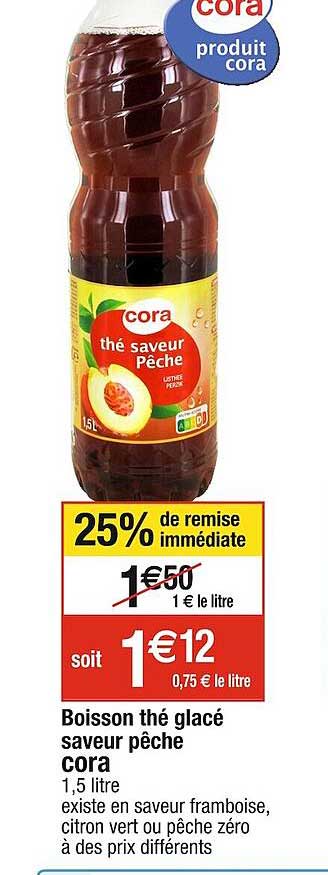 Boisson Thé Glacé Saveur Pêche Cora