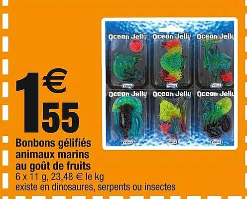 bonbons gélifiés animaux marins au goût de fruits