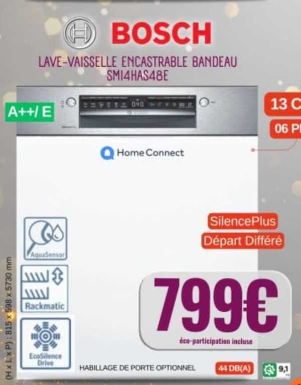 bosch lave-vaisselle encastrable bandeau smi4has48e