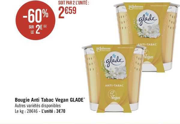 bougie anti tabac vegan glade