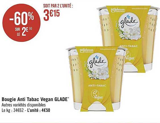 bougie anti tabac vegan glade