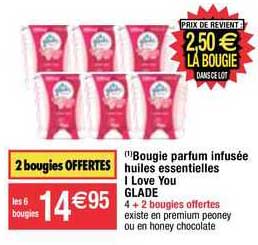 bougie parfum infusée huiles essentielles i love you glade