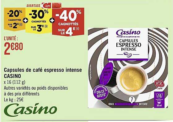 Capsules De Café Espresso Intense Casino