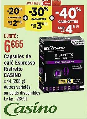 Capsules De Café Espresso Ristretto Casino