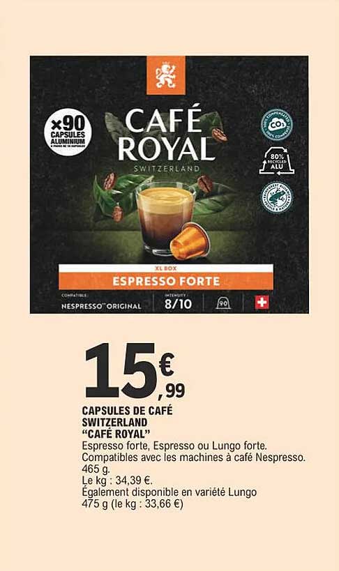 capsules de café switzerland "café royal"