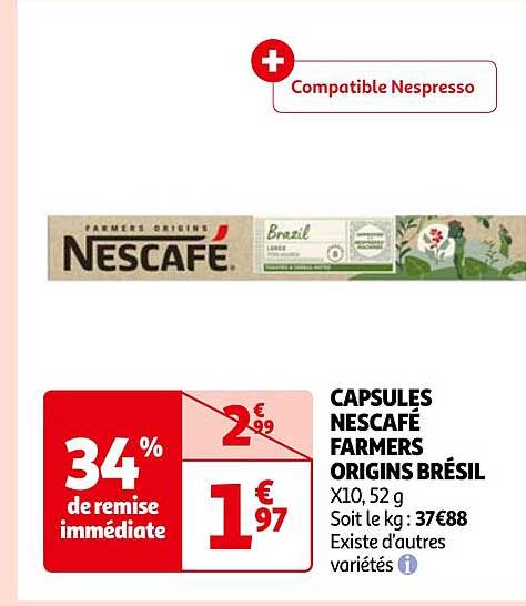capsules nescafé farmers origins brésil