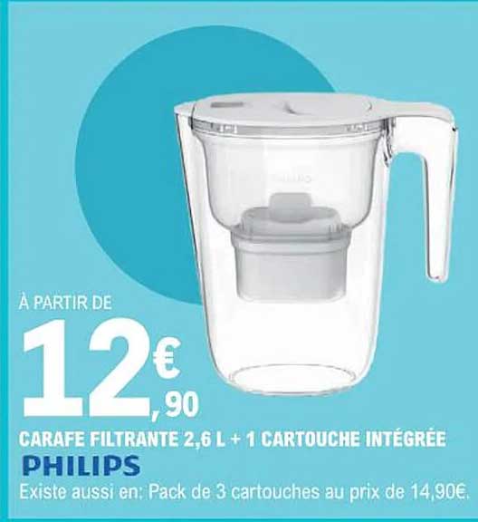 carafe filtrante 2,6 l + 1 cartouche intégrée philips