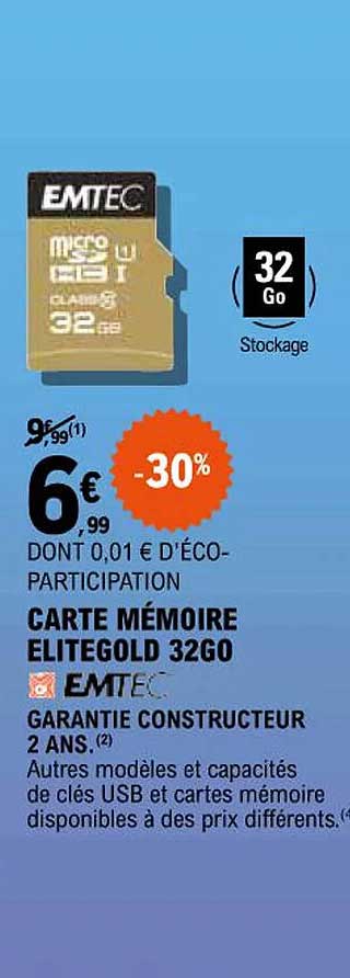 carte mémoire elitegold 32go emtec