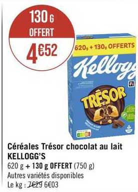 Céréales Trésor Chocolat Au Lait Kellogg's