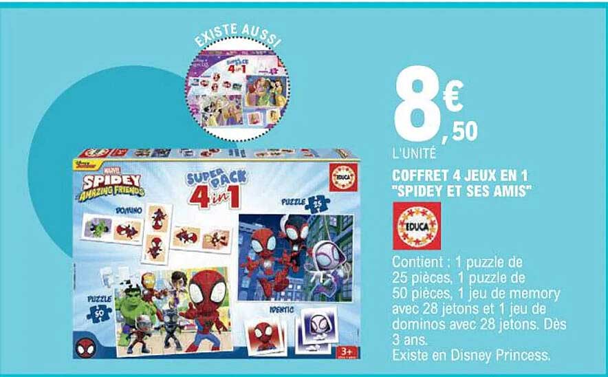 coffret 4 jeux en 1 "spidey et ses amis" educa
