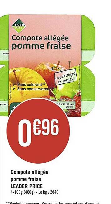compote allégée pomme fraise leader price