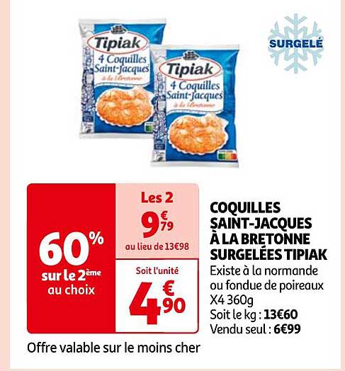 coquilles saint-jacques à la bretonne surgelées tipiak
