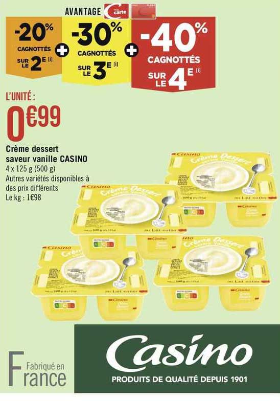 Crème Dessert Saveur Vanille Casino