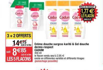 crème douche surgras karité & gel douche dermo-respect cadum
