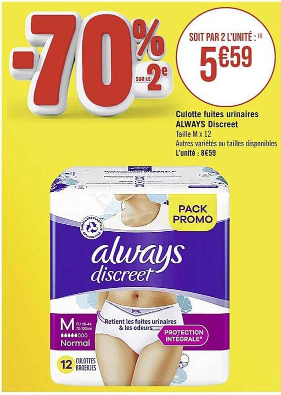 culotte fuites urinaires always discreet