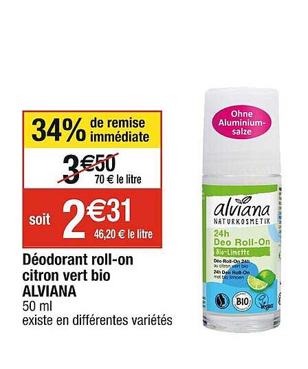 déodorant roll-on citron vert bio alviana