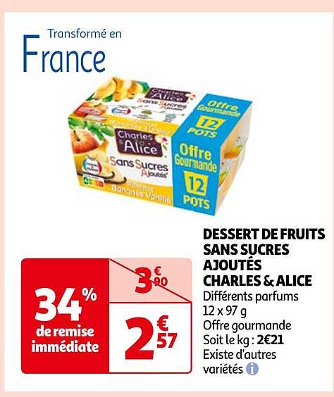 Dessert De Fruits Sans Sucres Ajoutés Charles & Alice