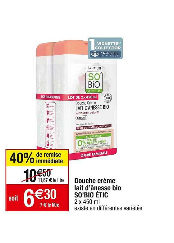 douche crème lait d'ânesse bio so'bio étic