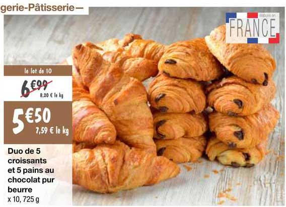 Duo De 5 Croissants Et 5 Pains Au Chocolat Pur Beurre