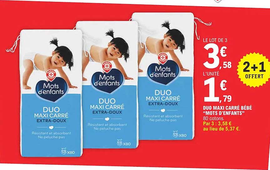 duo maxi carré bébé "mots d'enfants"