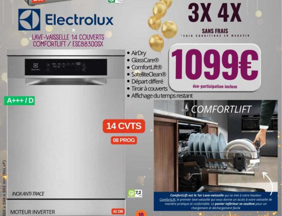 electrolux lave-vaisselle 14 couverts comfortlift/esc8300sx
