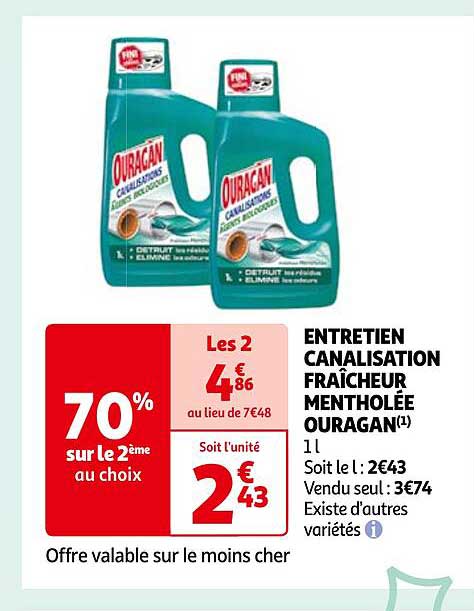 entretien canalisation fraîcheur mentholée ouragan