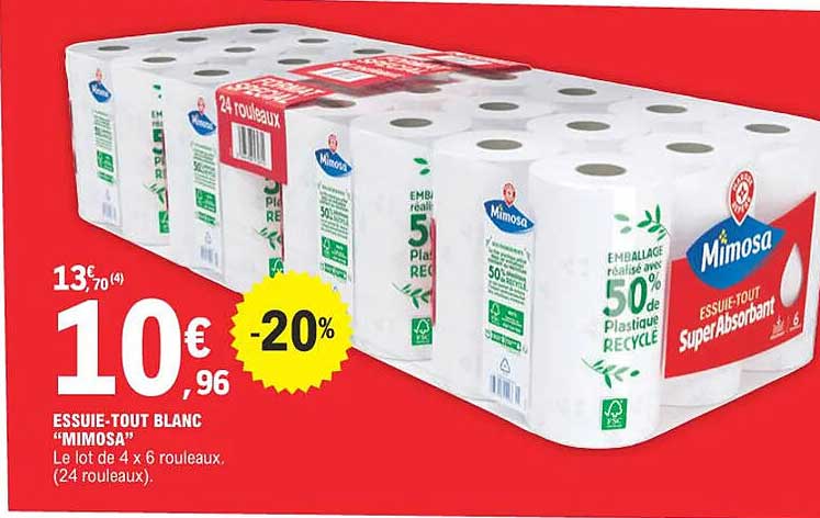 essuie-tout blanc "mimosa"