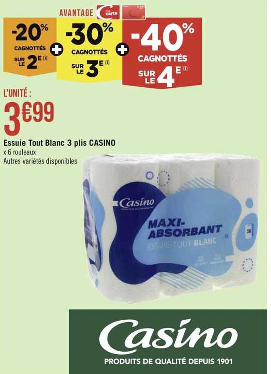 essuie tout blanc 3 plis casinpo