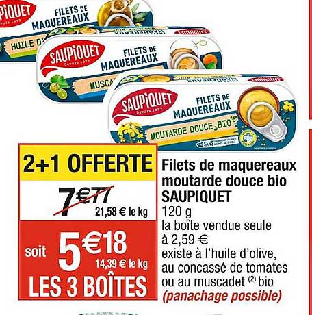 Filets De Maquereaux Moutarde Douce Bio Saupiquet