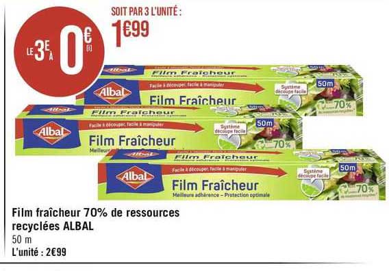 film fraîcheur 70% de ressources recyclées albal