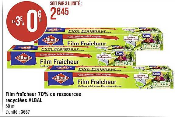 film fraîcheur 70% de ressources recyclées albal