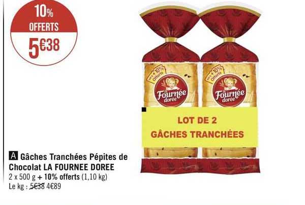 gâches tranchées pépites de chocolat la fournée dorée