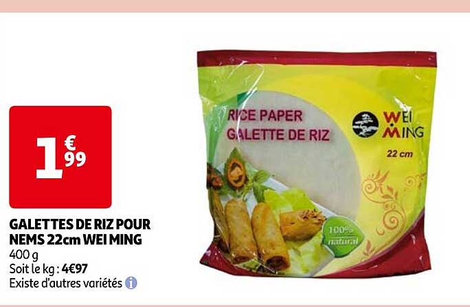 galettes de riz pour nems 22 cm wei ming