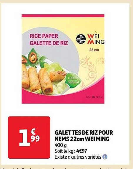 galettes de riz pour nems 22 cm wei ming