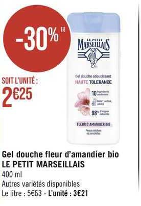 gel douche fleur d'amandier bio le petit marseillais