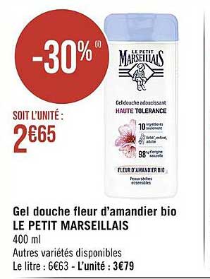 gel douche fleur d'amandier bio le petit marseillais