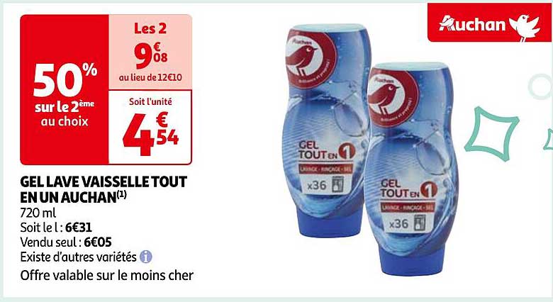 gel lave vaisselle tout en un auchan
