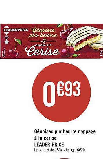 génoises pur beurre nappage à la cerise leader price