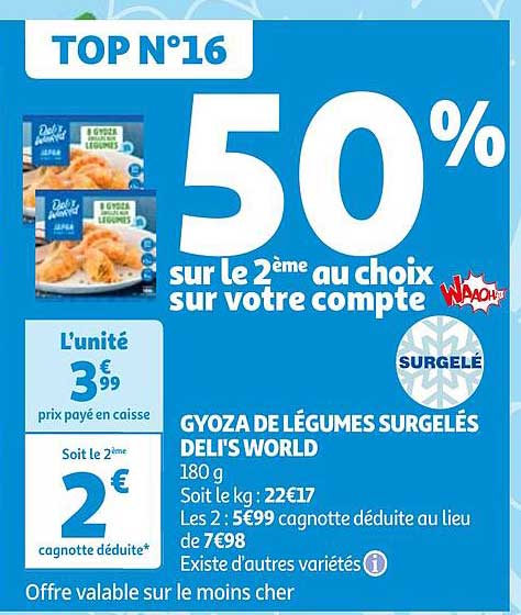 gyoza de légumes surgelés deli's world