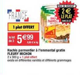 hachis parmentier à l'emmental gratin fleury michon