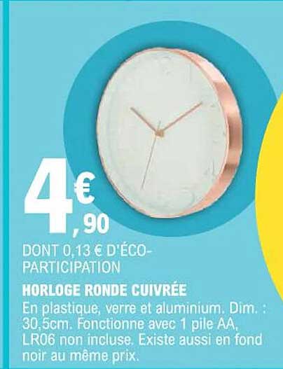 horloge ronde cuivrée