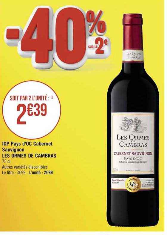 igp pays d'oc cabernet sauvignon les ormes de cambras