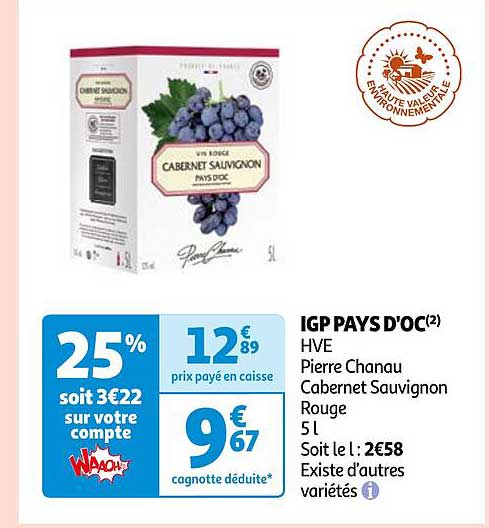 igp pays d'oc hve pierre chanau cabernet sauvignon rouge