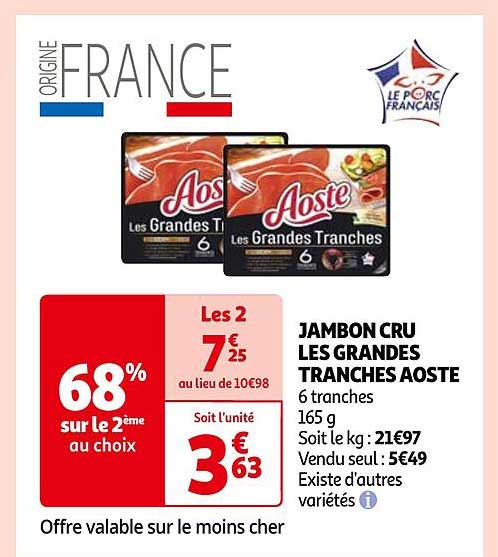 jambon cru les grandes tranches aoste