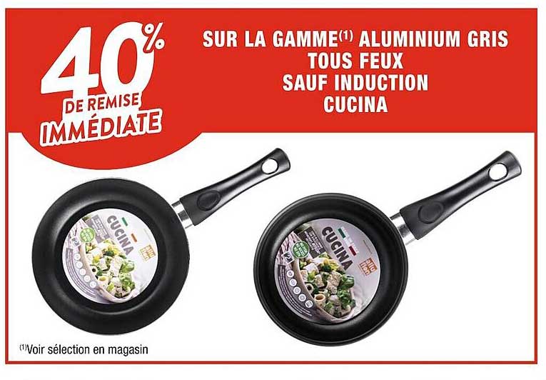 la gamme aluminium gris tous feux sauf induction cucina